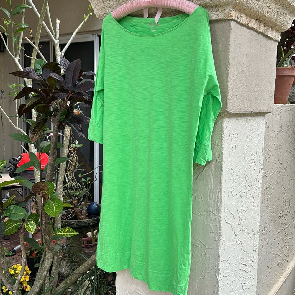 Lilly Pulitzer EUC 100% cotton green three-quarter sleeve dress
